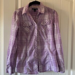 Banana Republic Lavender Plaid Shirt